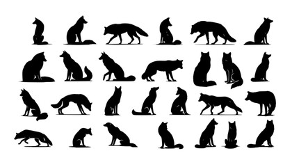 Silhouettes de loups dans diverses positions