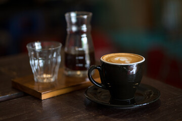 Iced black coffee on the table.