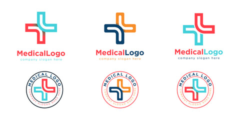 Modern Healthcare Medical Logo. Cross Sign Health Icon. isolated on White Background. Flat Vector Logo Design Template Element.