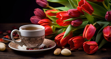 coffee and tulips