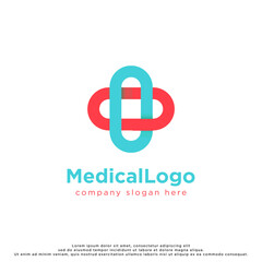 Modern Healthcare Medical Logo. Cross Sign Health Icon. isolated on White Background. Flat Vector Logo Design Template Element.