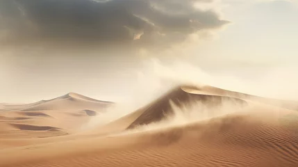 Wandcirkels tuinposter heat sand desert landscape illustration oasis mirage, nomad wilderness, horizon barren heat sand desert landscape © vectorwin