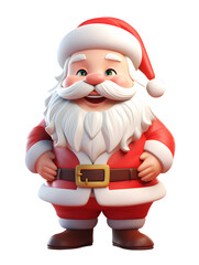 cute 3d render, santa cluas, christmas, PNG File, isolated background.