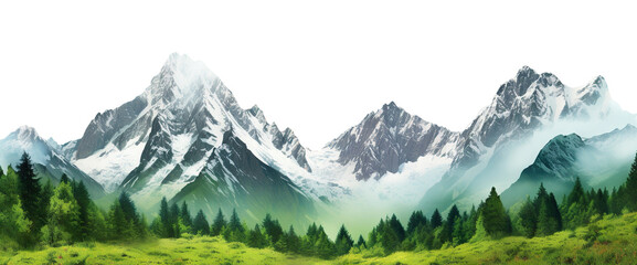 Picturesque landscape with majestic mountain peaks - obrazy, fototapety, plakaty