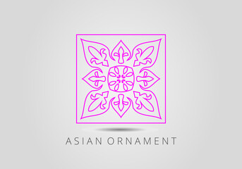 Vintage ornate linear ornament in Kazakh traditional style. Asian floral designs. Abstract Asian elements of the national pattern of the ancient nomads of the Kyrgyz, Mongols, Kazakhs, Tatars.