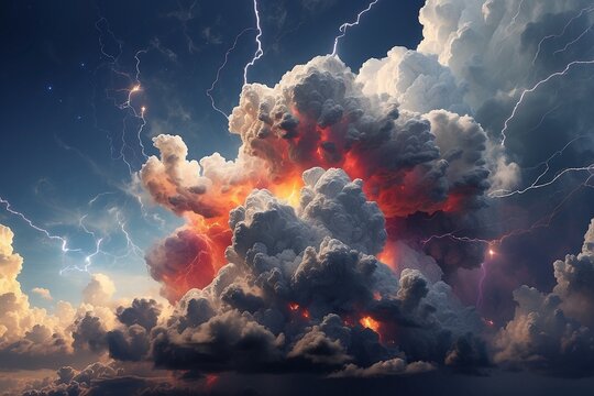 explosion of clouds | Shocking lightning strikes