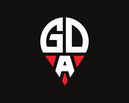 GDA letter location shape logo design.