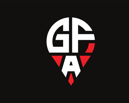 GFA letter location shape logo design.