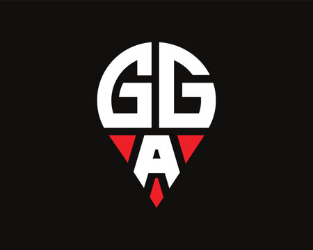 GGA letter location shape logo design.