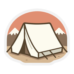 Vector illustration of camping tent in the mountains