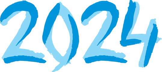 Text, inscription, 2024. New Year 2024. Lettering. Blue gradient. Vector graphics.