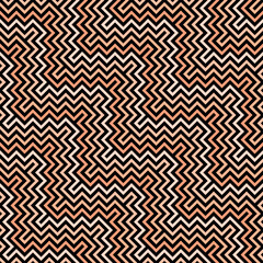 Seamless peach fuzz color diagonal zigzag pattern on black background. Color of the year 2024