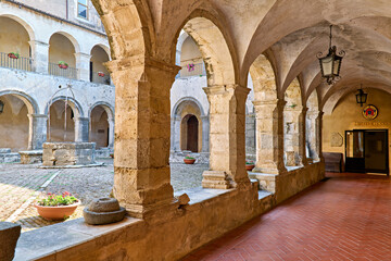 Altomonte Calabria Italy. Santa Maria della Consolazione gothic angevin church. The cloister and...