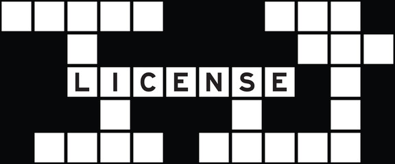 Fototapeta premium Alphabet letter in word license on crossword puzzle background