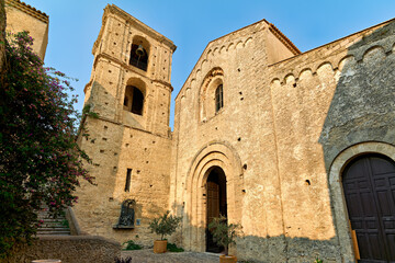 Fototapeta na wymiar Gerace Calabria Italy. The facade of the Norman Cathedral