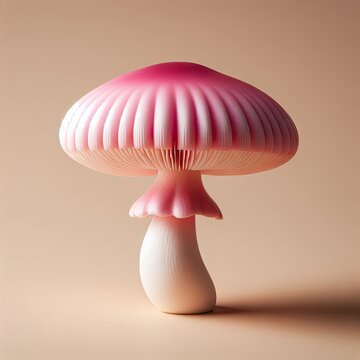 pink mushroom isolated on  white