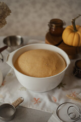 Recipe for baking cinnabons with pumpkin. Warm pastries. A collection of recipe photos