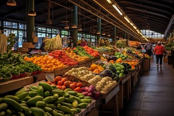 Fototapeta na wymiar Photo of a vibrant and bustling farmer's market. Generative AI