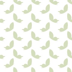 seamless pattern with green butterflies on a white background 