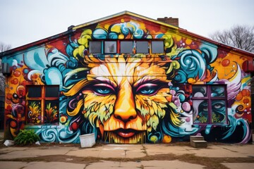 Obraz premium A vibrant and colorful graffiti mural on the castle 
