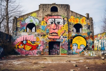 A vibrant and colorful graffiti mural on the castle

