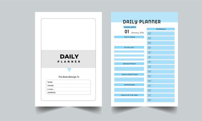 Daily Planner, Planner 365 Days, with cover page layout design template