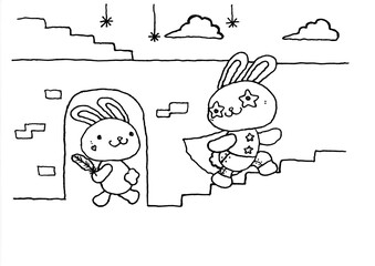 すれ違う人_線画