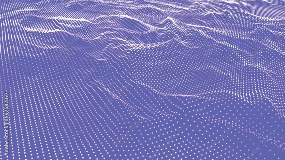 Poster abstract digital particle wave. futuristic dotted wave. big data digital code. technology or science