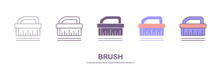 Set of multicolored toilet brush, stands for brushes isolated on white background. Household items. Household equipment for home and office.