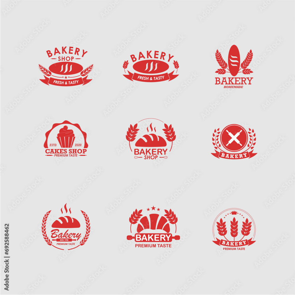 Wall mural set of bakery logo vector