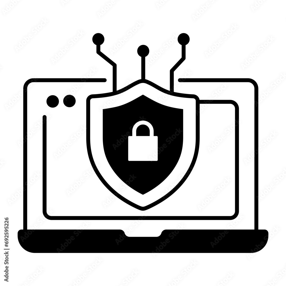 Canvas Prints handy line style icon of laptop security