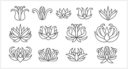 Lotus flower doodle icon isolated. Sketch vector stock illustration. EPS 10 - obrazy, fototapety, plakaty