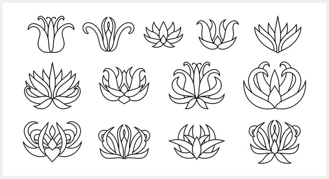 Lotus flower doodle icon isolated. Sketch vector stock illustration. EPS 10