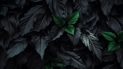a group of black leaves