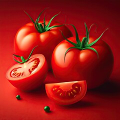 tomato isolated on red
