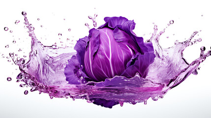 a purple cabbage splashing into water