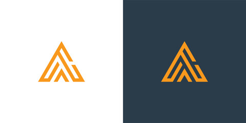 orange triangle with the letters aa and aac triangle. - obrazy, fototapety, plakaty