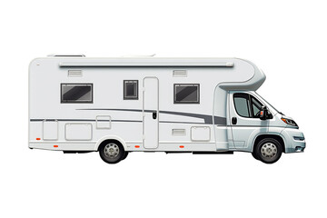 Naklejka premium Side view of a median motorhome isolated on a cutout PNG transparent background