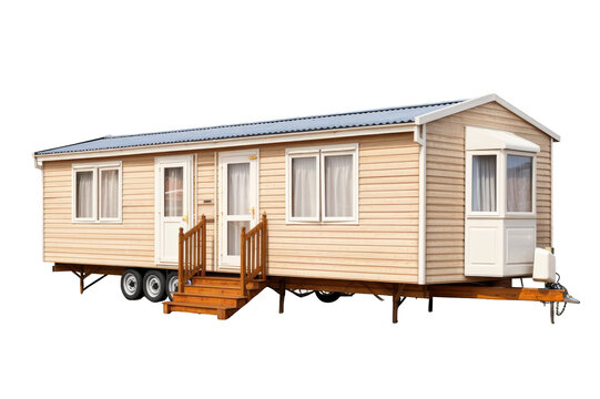 Wooden mobile home isolated on a clipped PNG transparent background