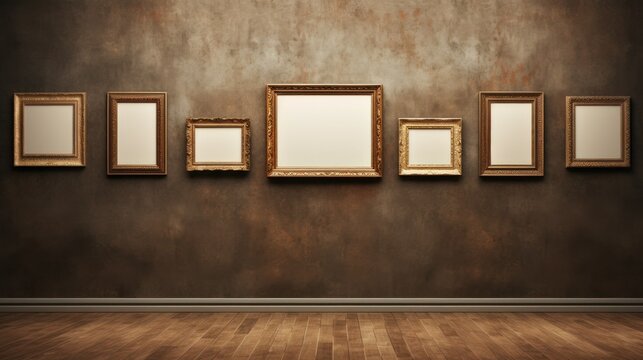 empty picture frames on the wall, space for photos