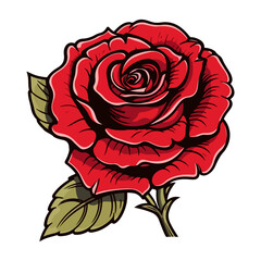 red rose flower vector illustration, valentine greeting card