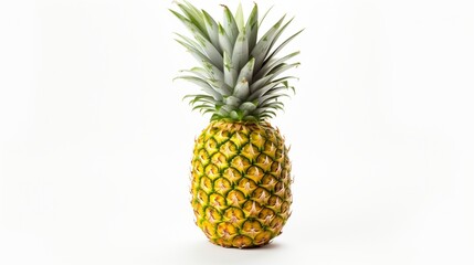 a solo pineapple, its spiky exterior standing out on a pure white background.