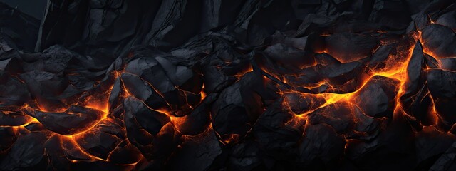 Black Abstract Lava Stone Texture Background - obrazy, fototapety, plakaty