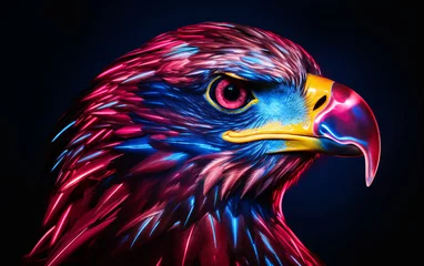 Foto op Plexiglas Close-up of glowing eagle head, corporate culture concept illustration © lin