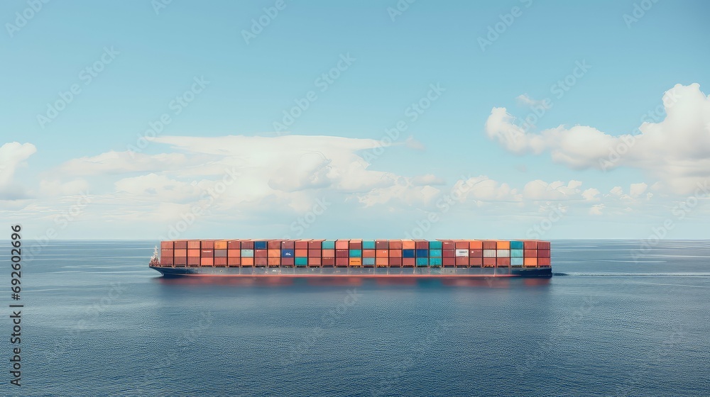 Poster logistics freight ship cargo illustration transportation container, export import, port trade logistics freight ship cargo