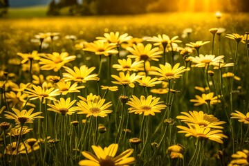 A vibrant meadow of yellow daisies under the summer sun