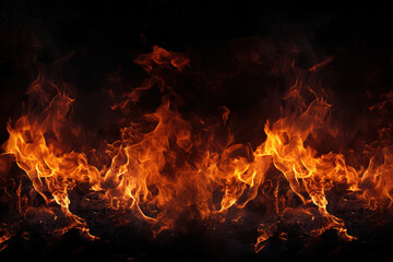 fire on black background. Generative Ai