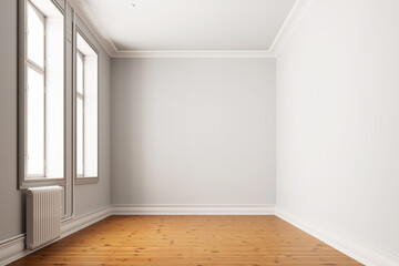 Small empty room in an old apartment as a study