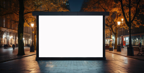 Blank digital signage screen displayed at urban street