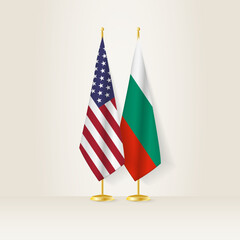 United States and Bulgaria national flag on a light background.